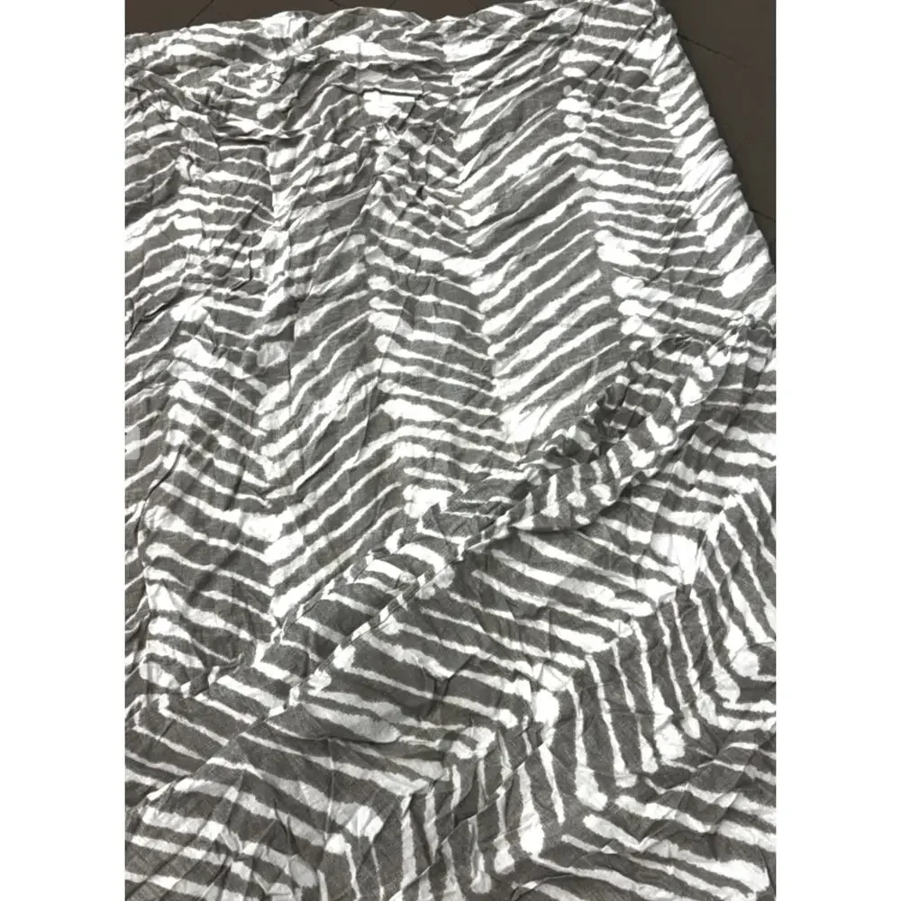 The Company Store Zebra 100% Linen Full Size Duvet Cover Gray White